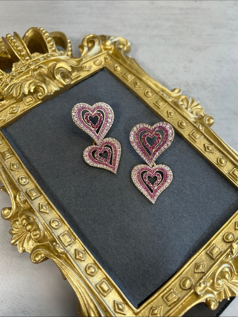 Heart Drop Pink Crystal Earrings - Women Jewelry